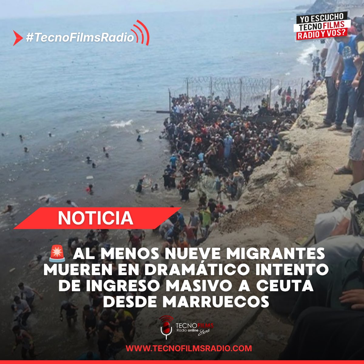 FilmsTecno's tweet photo. 🚨 #ÚLTIMAHORA | Al menos 9 migrantes murieron al intentar ingresar a nado a Ceuta desde Marruecos, en medio de la peor crisis migratoria que vive la ciudad desde 2021. España desplegó al Ejército y Pedro Sánchez viajará al enclave para coordinar la respuesta. #Ceuta🇪🇸#Migración https://t.co/hVz2k9UCAe