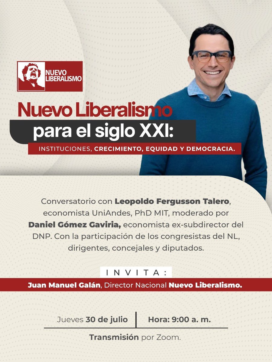 dgomezco's tweet photo. Excelente seminario y discusión con @LeopoldoTweets y @NvLiberalismo sobre los retos para la democracia liberal en Colombia. Un gusto haber tenido la oportunidad de moderar y contribuir a la discusión. 

Una invitación a rescatar, y emocionarnos, con la agenda de libertad y equidad como principios complementarios y no antagónicos que ponen en el centro la igualdad relacional o democrática: la aspiración de que todo individuo puede considerarse igual como miembro de una comunidad política. 

¿Que tipo de instituciones y reglas de Estado y de Mercado nos pueden ayudar a materializar esta aspiración de igualdad en dignidad y libertad? ¿Que tipo de politicas y narrativas son claves?
