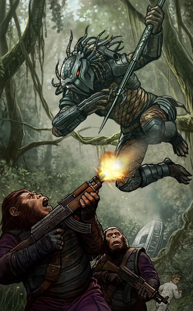 MidtownComics's tweet photo. WORLDS COLLIDE!

When a deadly Yautja crash-lands on the legendary Planet of the Apes, two worlds will collide for the very first time!

👍We're celebrating 📚Predator Versus Planet Of The Apes # 1 NEW  at Midtown Comics ❤️What do you think of these 🎨Stonehouse Covers?

✏️Greg Pak
🎨 Alan Robinson 
👉Explore all the NEW MARVEL releases for 7/29: https://t.co/Kcu17W1RwE

@gregpak #NewComics #ComicBooks #MarvelUniverse #PlanetoftheApes #Predator