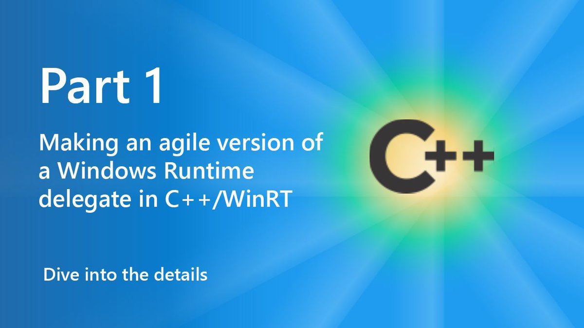 VisualStudio's tweet photo. Quick walkthrough...
🧠💨 C++/WinRT tip: that delegate you got? It might not be agile — meaning it can’t hop threads. Wrap it in winrt::agile_ref to make a cross‑context‑safe version you can invoke anywhere.

Part 1 of the deep dive:
📚 https://t.co/CacXhJyZcL https://t.co/QF8hTCQL2N