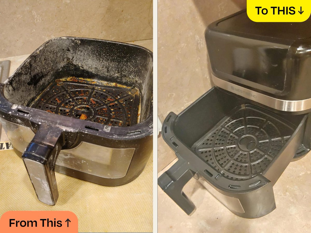 ii77iii_'s tweet photo. يابنات...

توني اكتشفت إن طول هالوقت كنت أنظف القلاية الهوائية (Air fryer) بطريقة غلط.

والله حسّيت إني ظلمت بطني من كثر الأخطاء اللي كنت أسويها 😭

وهذه هي الطريقة الصحيحة (احفظوها يا بنات): https://t.co/4MXBYP6CDG