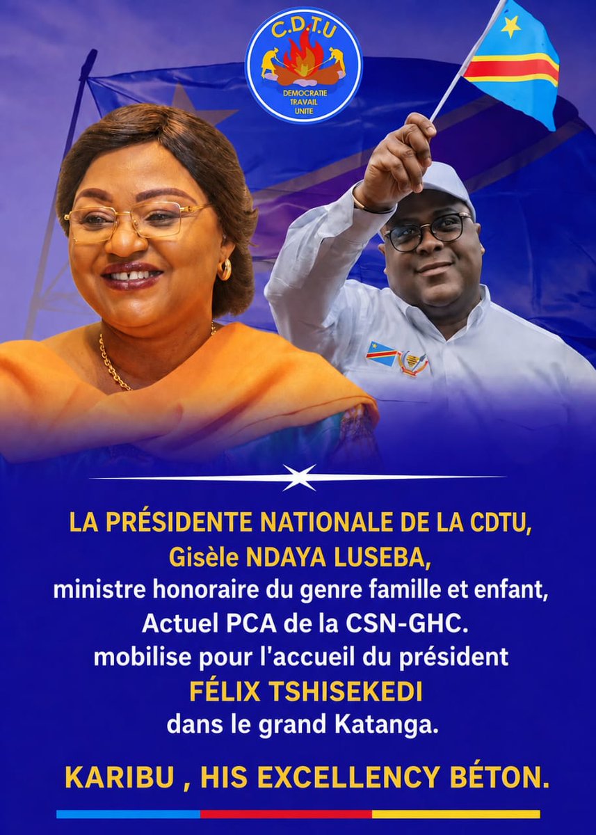 princemuanza1's tweet photo. RDC : La province du Haut-Katanga s'apprête à vibrer au rythme de la république. 
Pour La #CDTU,  accueillir le Chef de l'Etat,  SEM Félix Antoine Tshisekedi Tshilombo est un devoir Républicain.

@Presidence_RDC  @FelixUdps @fatshi13  @GenreRDC  @22Chancellatsha  @SuminwaJudith https://t.co/3daqcBTDsS