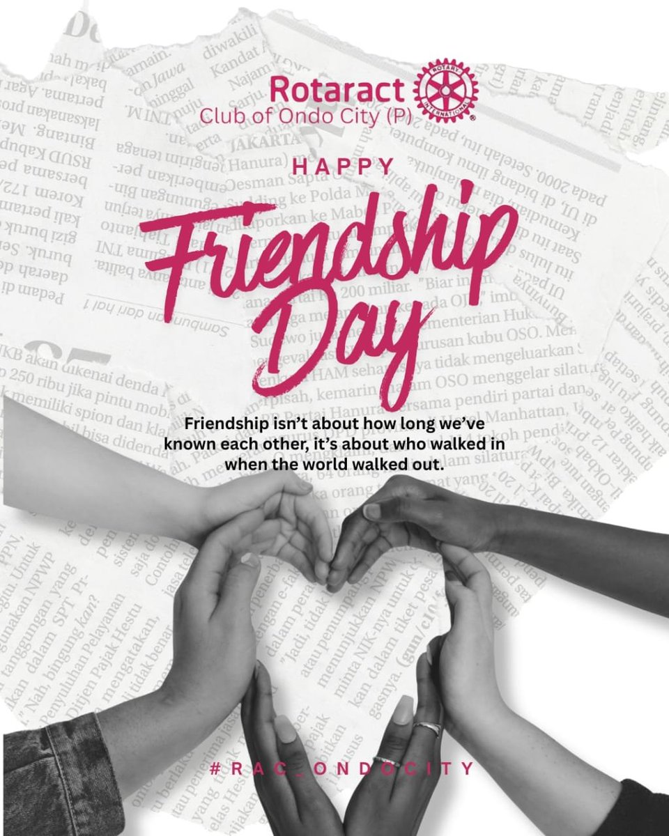 rac_ondocity's tweet photo. Happy Friendship Day! 🤝❤️

Today, we celebrate the power of genuine friendships built on trust, kindness, and service. Together, we inspire hope, create lasting impact, and make our community stronger. Here's to friends who stand by us through every season. 💕💛

#FriendshipDay https://t.co/2AnfGWLIMJ