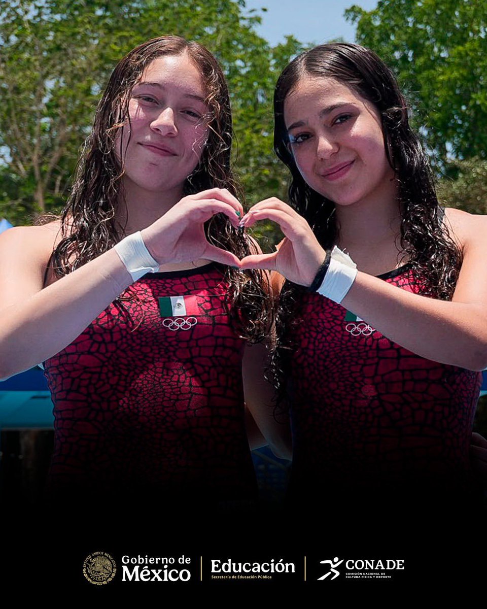 conadeoficial's tweet photo. La experiencia de Ma Jin volvió a dar resultados para México. 🇲🇽🥇

Bajo su dirección, las juveniles Rut Páez y Zyanya Parra conquistaron la medalla de oro en trampolín 3m sincronizados de #SantoDomingo2026, confirmando el trabajo de la escuela mexicana de clavados. 💦 https://t.co/JISfD5g5DL