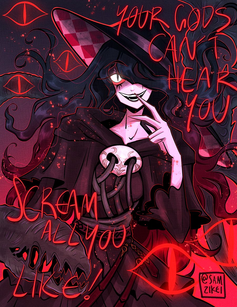 samzikei's tweet photo. Art comm for @Madcheshirefox !! 
#hazbinhotel Roo as Hegemone from #ffxiv ! 
Inspired by the raid song Scream  #hazbinhotelroo https://t.co/TwgLwmAa2o