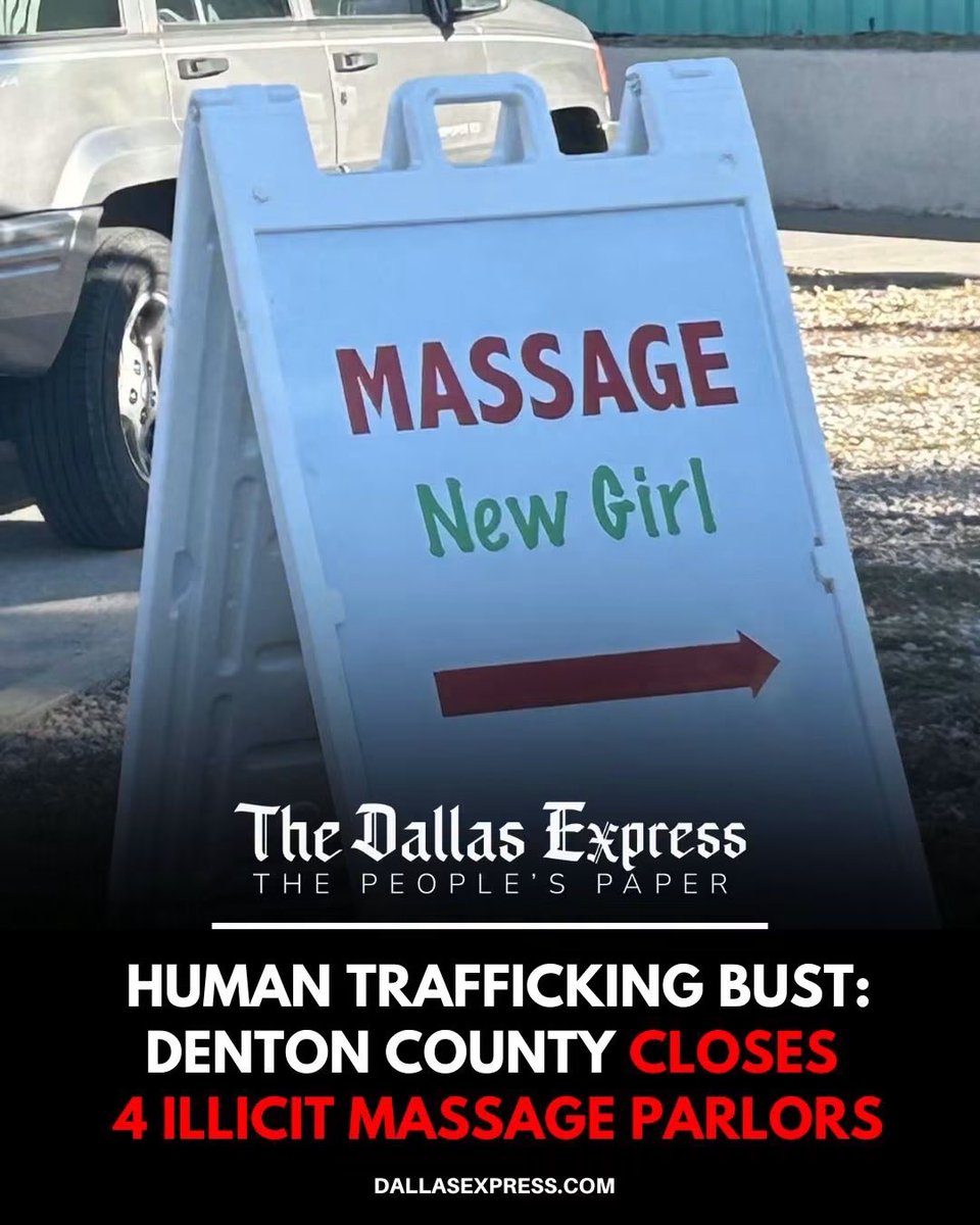 untraffickUSA's tweet photo. FOUR DENTON COUNTY MASSAGE PARLORS SHUT DOWN
Authorities closed the businesses after an investigation into suspected human trafficking that included inspections of 18 locations and the opening of multiple related criminal cases.
#Herfightismyfight
#NotOneMore https://t.co/TK8yskFRnv