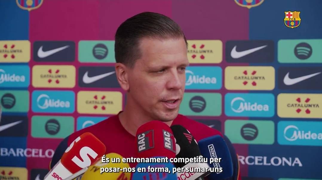 BarcaTimes's tweet photo. 🚨🎙️| Szczesny: "Now I have more time to speak Spanish, since I no longer have Robert with me. It could be an advantage." #fcblive 🤣 https://t.co/eVLK6Xk1pn