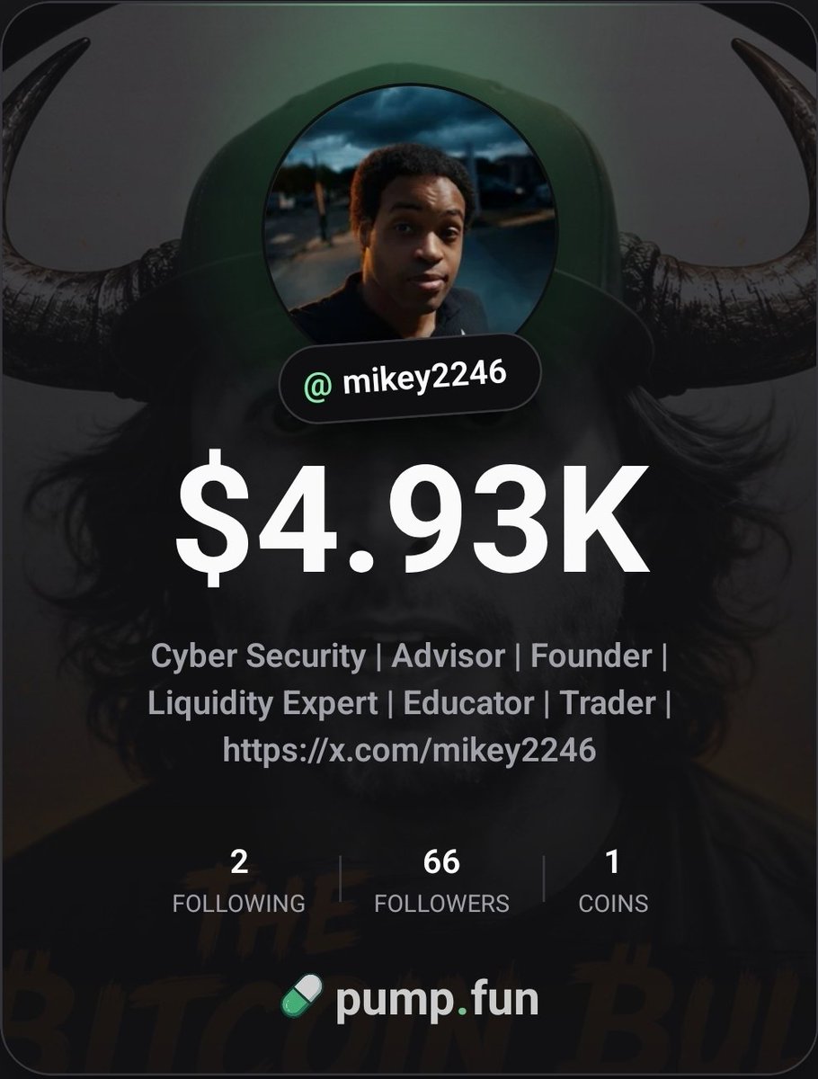 mikey2246's tweet photo. 66 followers now!

My first pumpfun token is live $TEB

Do you think you can HOLD? 🐂

Drop your Solana wallet address!

Like &amp; repost https://t.co/zWMT97TFXa