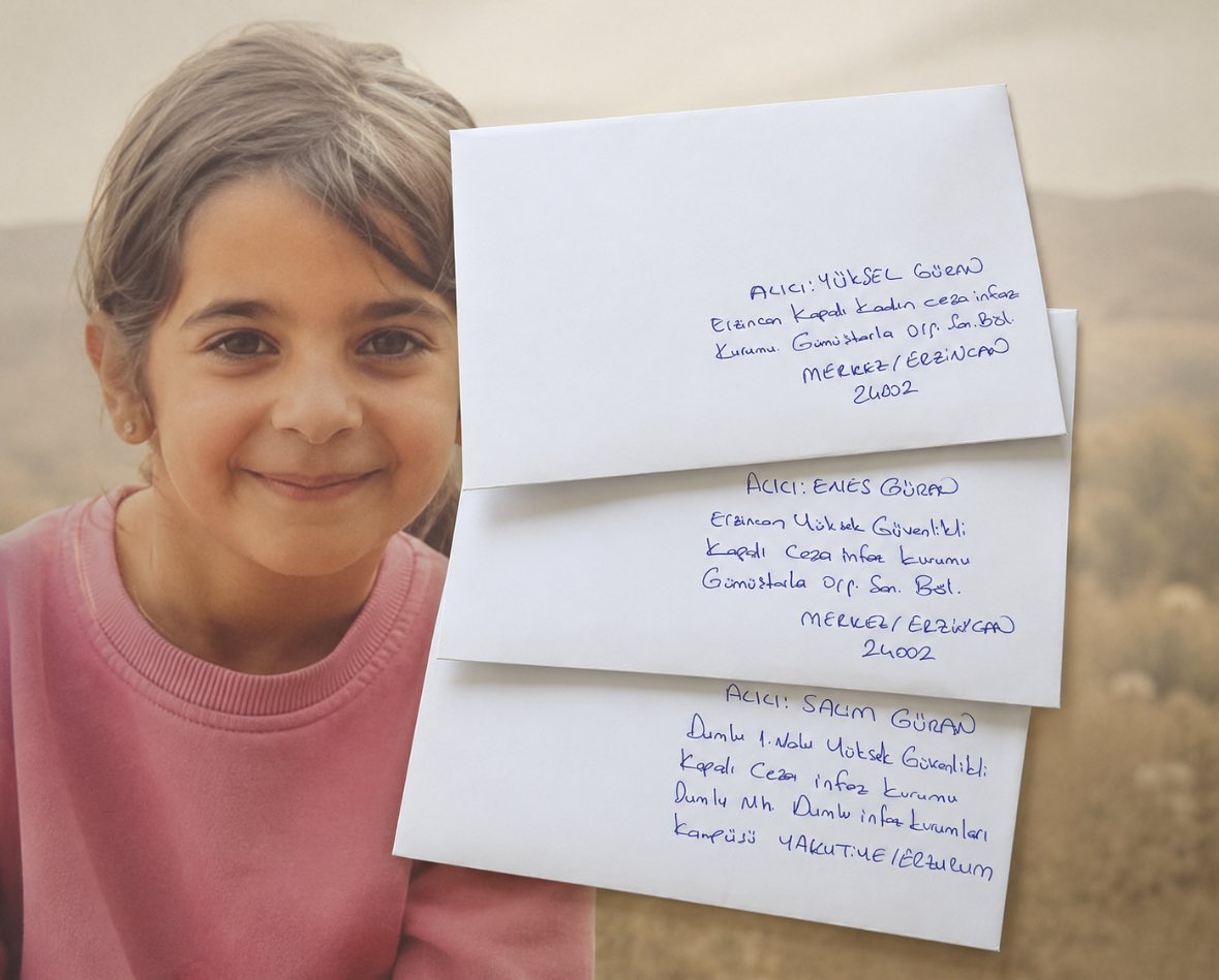 Ferhattk34's tweet photo. Erzincan’a Erzurum’a selamlar olsun. Umarım bu son temennisiyle yeni mektuplarımı postaya verdim sizlerde ihmal etmeyin…#narinveailesiiçinadalet 
#NarinDavası #NarinGüran https://t.co/WWKGsHDPU5