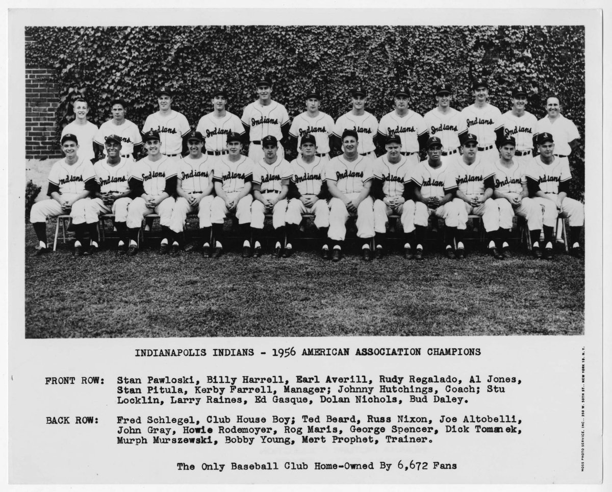 state_library's tweet photo. This photo from the Indiana State Library's digital collection shows the Indianapolis Indians baseball team after they won the American Association championship in 1956. https://t.co/jNyGG1DWAw #baseball #summer #championship https://t.co/XGrnyAU81L