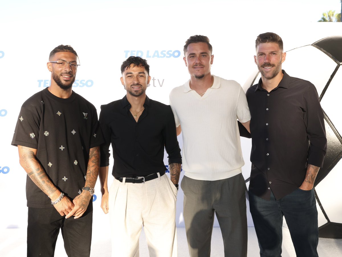 LAFC's tweet photo. The Black &amp; Gold at the Ted Lasso premiere 🎬⚽️ https://t.co/gHf4CFpsyH