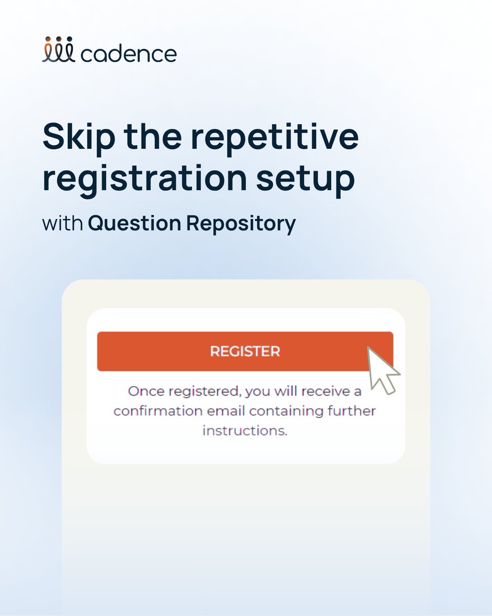 eventCadence's tweet photo. Your best registration questions deserve a vault. 🔐

Keep them ready for the next event instead of rebuilding them from scratch.

Because some things belong in a vault—not in your to-do list.

#Registration #EventTechnology #EventCadence https://t.co/EVbIO5z46c