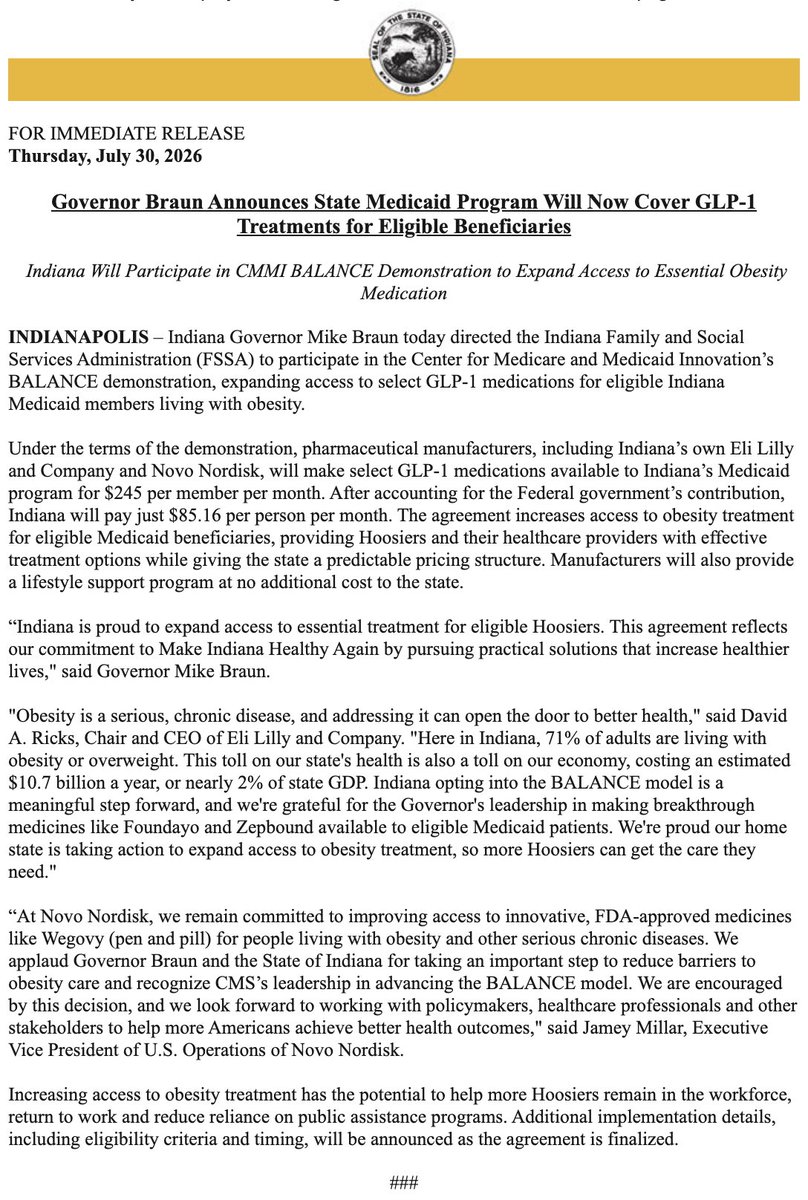 Governor Mike Braun tweet media