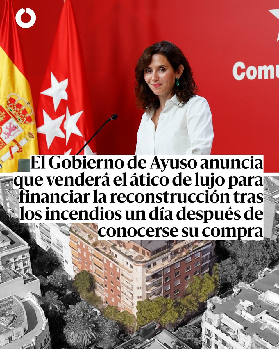 JulianMaciasT's tweet photo. La prueba más evidente del sinsentido de la compra del ático de lujo frente a la casa de la madre de Ayuso es que cuando les han pillado han anunciado su venta.
Además de no tener transparencia, no tenía sentido, ya que por normativa no podía usarse como oficina. https://t.co/KqNfTqSDls