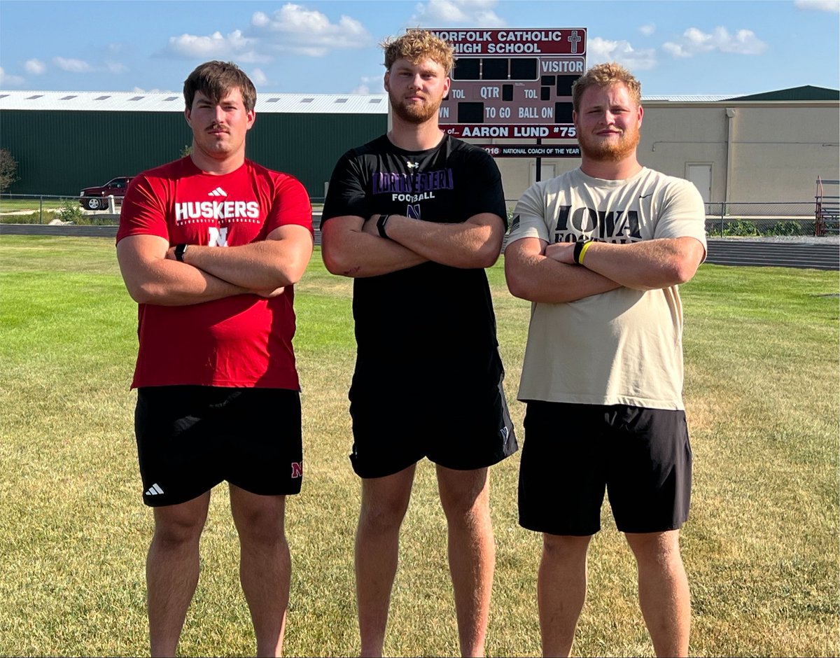 NC_Knights_FB's tweet photo. From Norfolk Catholic to the Big Ten!

Three former Knights. Three offensive linemen. Three Big Ten programs.

Kade Pieper (’23) @HawkeyeFootball
Nolan Fennessy (’24) @HuskerFootball 
Leighton Burbach (’26) @NUFBFamily 

These young men represent the commitment, toughness, and the championship standard that Coach Bellar and Norfolk Catholic football have built over the years.

We are incredibly proud of each of you and can’t wait to watch your journeys continue this season. Good luck in fall camp and throughout the year! Your Norfolk Catholic family is behind you every step of the way.

Once a Knight, always a Knight⚔️❤️

Photo credit: Aimee Clausen