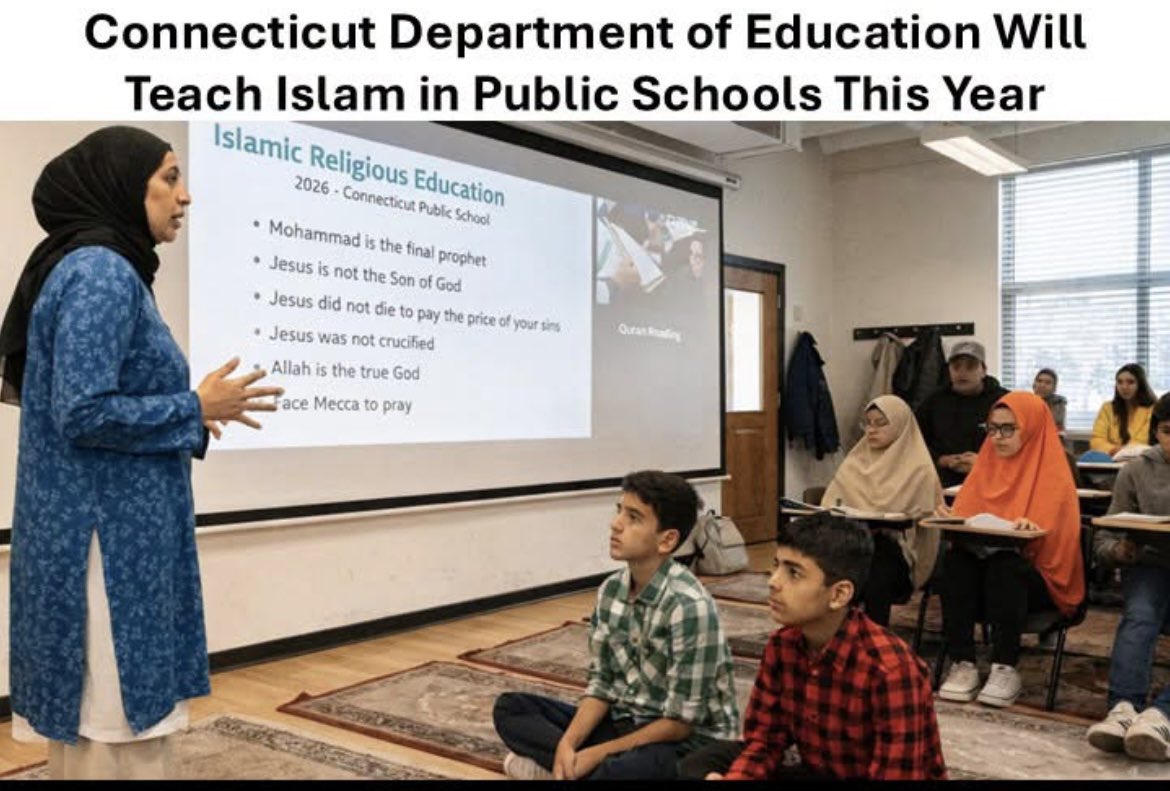 CTLake14Patriot's tweet photo. I do NOT agree to have Islam taught in CT public schools. 

My tax dollars are not to be used to indoctrinate American children, by making Islam sound wonderful and tolerate this pedo cult. https://t.co/VnnFR8dCRW