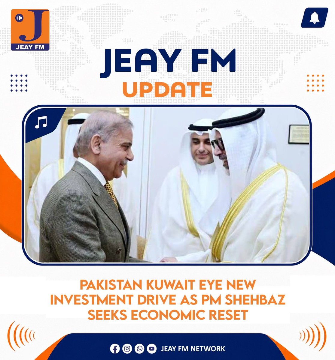 jeay_fm's tweet photo. پاکستان اور کویت کے مابینمعاشی شراکت داری کا نیا رخ! 🇵🇰🤝🇰🇼
اسلام آباد میں ہونے والی حالیہ اعلیٰ سطحی ملاقاتوں کے بعد دونوں ملکوں نے محض روایتی تعلقات سے آگے بڑھ کر اربوں ڈالر کے عملی معاشی اور دفاعی منصوبوں پر کام شروع کر دیا ہے۔
#PakistanKuwait #jeayfm #BreakingNews https://t.co/TMTcmYJypI