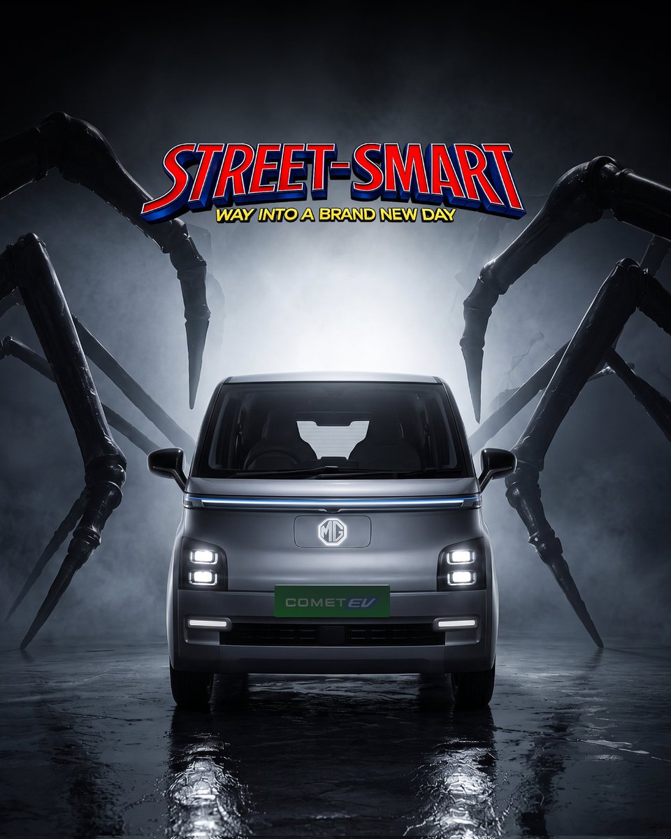 MGMotorIn's tweet photo. Your friendly neighbourhood city companion. 🕷️
Small in size. Big on smart moves.
#SpiderManBrandNewDay #MGCometEV #StreetSmartCar #MorrisGaragesIndia #MGMotorIndia https://t.co/IKudNxUiaM