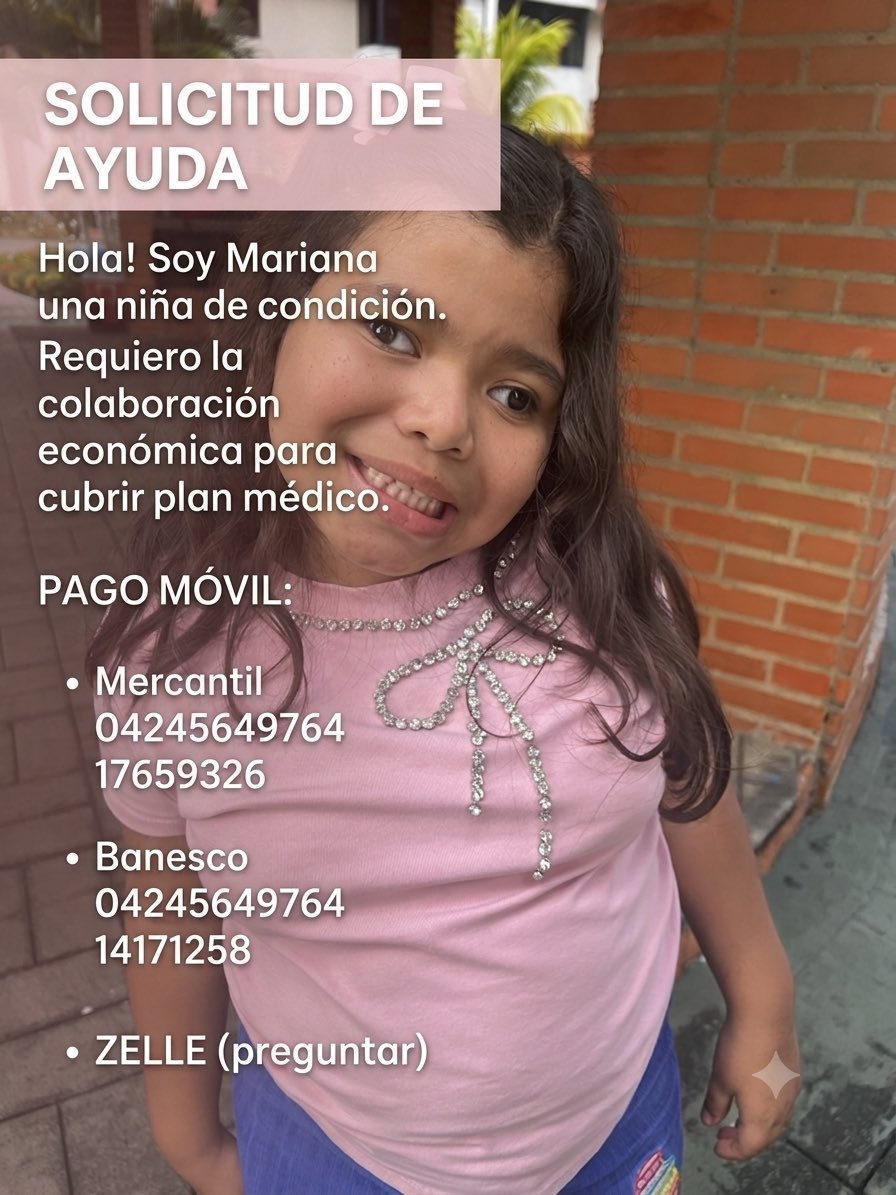 mariani87784922's tweet photo. Necesito la colaboración para seguir avanzando soy una niña con muchos diagnósticos dependo d una válvula en mi cabecita , parálisis del lado izquierdo , estrabismo y pubertad precoz.
Mi plan médico es d alto costó y no cuento con los recursos necesarios 

https://t.co/TT0TD1uKpD https://t.co/SsVCNx0DtA