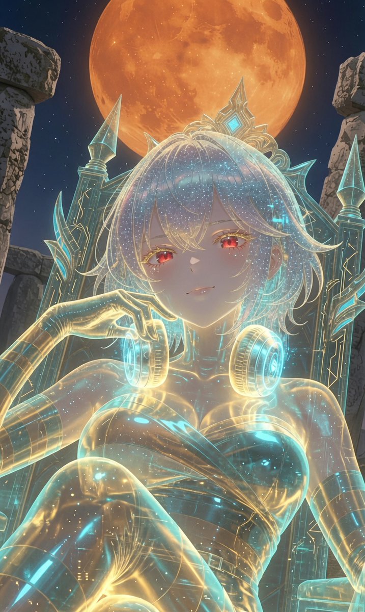 ShinjyuuuuuW's tweet photo. 月の玉座に座るのは、光？ 幻想？ 女王？
答えは、観測者の心に照らされる。

Is it light? Fantasy? Or a queen sitting on the moon’s throne?
The answer is illuminated by the observer’s heart.

#AIArt #AIart #Lunaris #Hologram #MoonQueen #Stonehenge #DigitalArt #Grok #AIイラスト #ホログラム #月相の女王