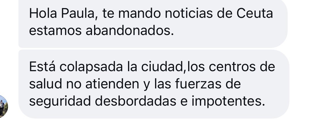 Paulafraga__'s tweet photo. Efectivamente. Esto exactamente cuentan quienes están allí. Estos los mensajes que me mandan mujeres ceutíes. En ellas pienso ante la avalancha de varones que provienen de contextos que le dan la consideración de subalternas a las mujeres. Basta de comprometer nuestra integridad y seguridad, basta de permitir que Marruecos utilice a su propia población (y a la que el Régimen no quiere) como herramienta geopolítica de presión y basta de ser un país cobarde y arrodillado.