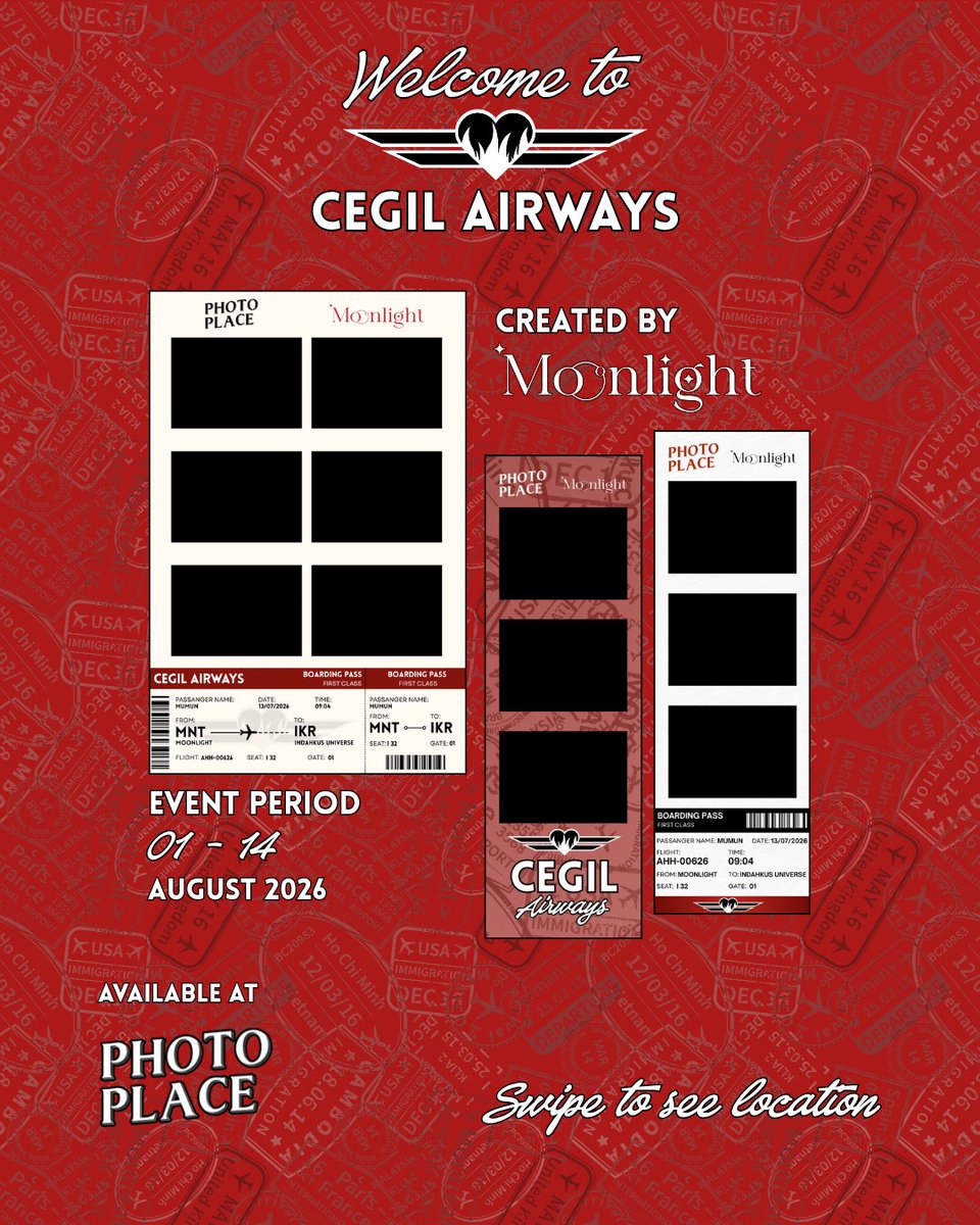 ofc_moonlights's tweet photo. SIAP-SIAP TERBANG BERSAMA DENGAN KAPTEN @indahkus! 👩‍✈️.

​MOONLIGHT x @photoplace.id mempersembahkan frame kolaborasi spesial edisi “CEGIL AIRWAYS".

Ambil tiketmu, dan jangan lupa tag MOONLIGHT &amp; PHOTO PLACE 😎

​#INDAHKUS
#茵达INDAHKUS
#CegilAirways❤️‍🔥✈️ https://t.co/gSI39KsXJj