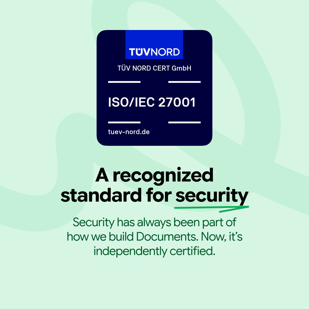 documentsIO's tweet photo. Documents has always been secure. Now, it’s ISO/IEC 27001 certified. 

Readdle, the company behind Documents, received the certification from an accredited international body.

A global standard. An extra layer of confidence for your files 🛡️