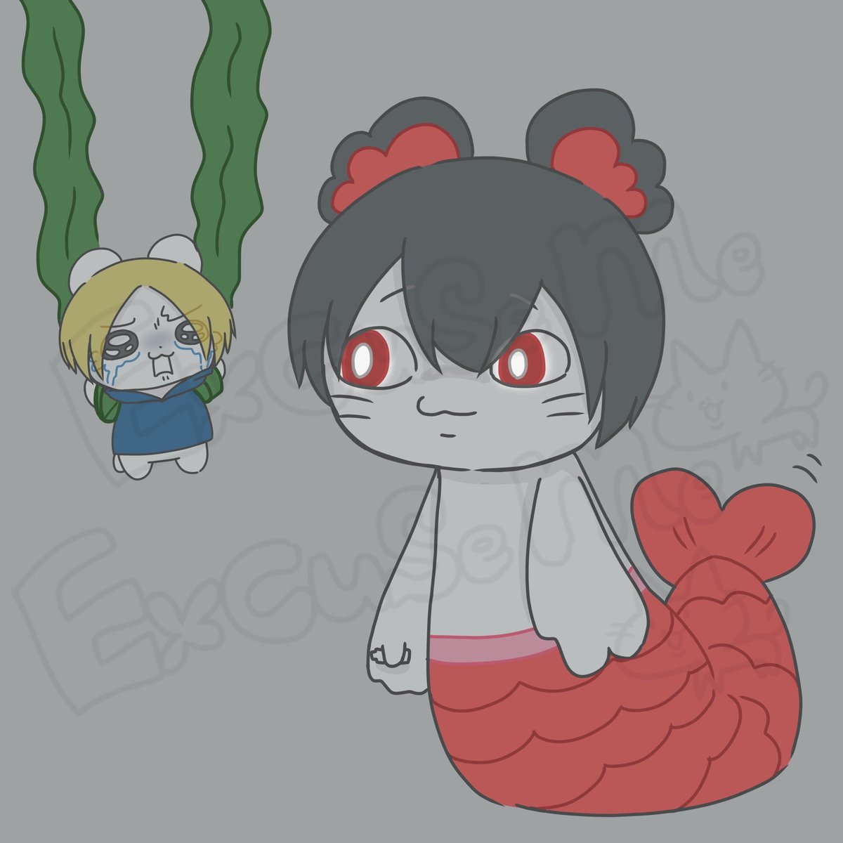 excuse_me_NS's tweet photo. 🎲🧜‍♂️「捕まえた〜♪」

「なんかずっとくらいとこ」に一緒にいようね。 https://t.co/40X1dSekT2