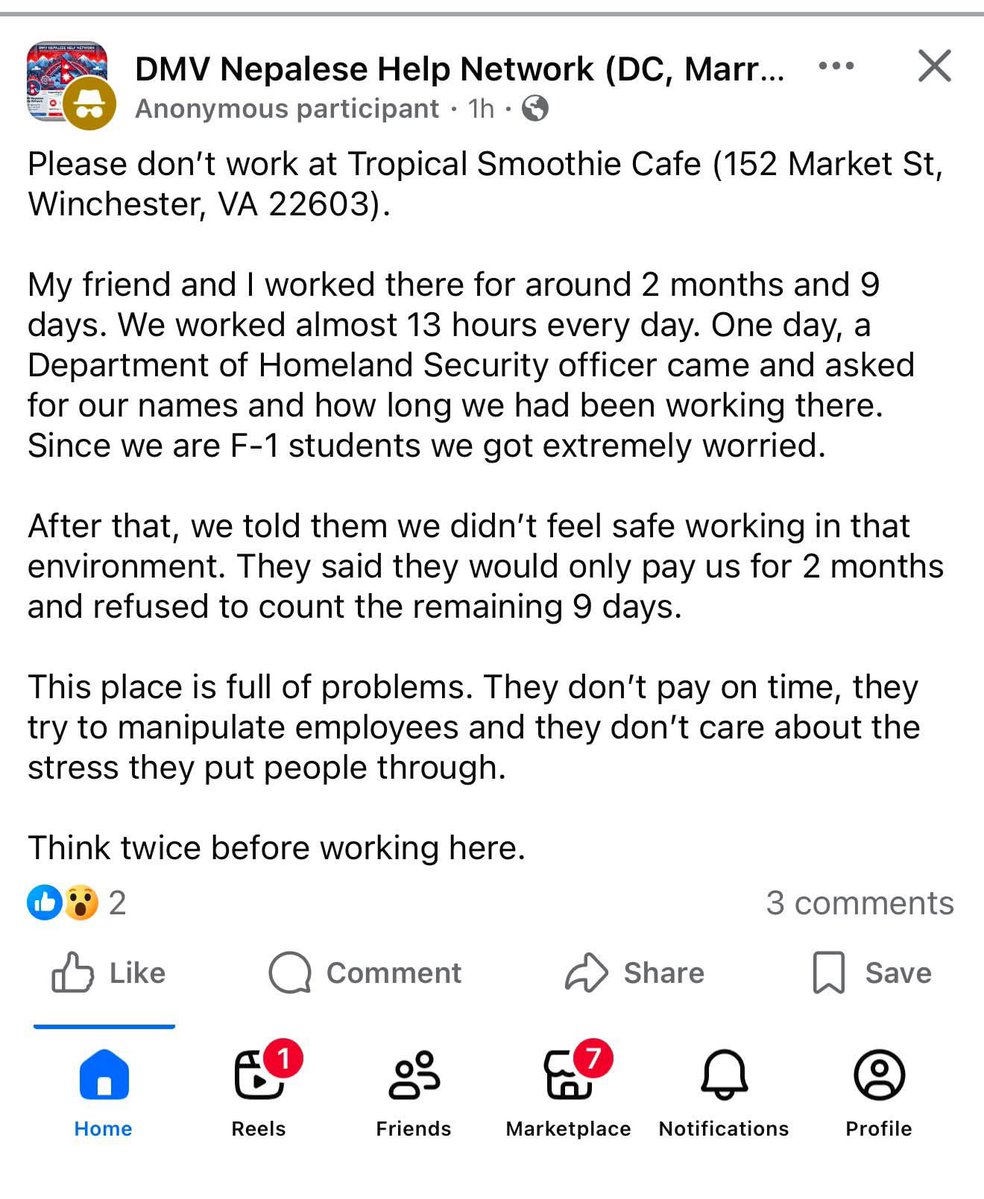WeaponAutism's tweet photo. You are not supposed to be working at that cafe if you are on F1 status. It’s simple. https://t.co/gaou5akiK4