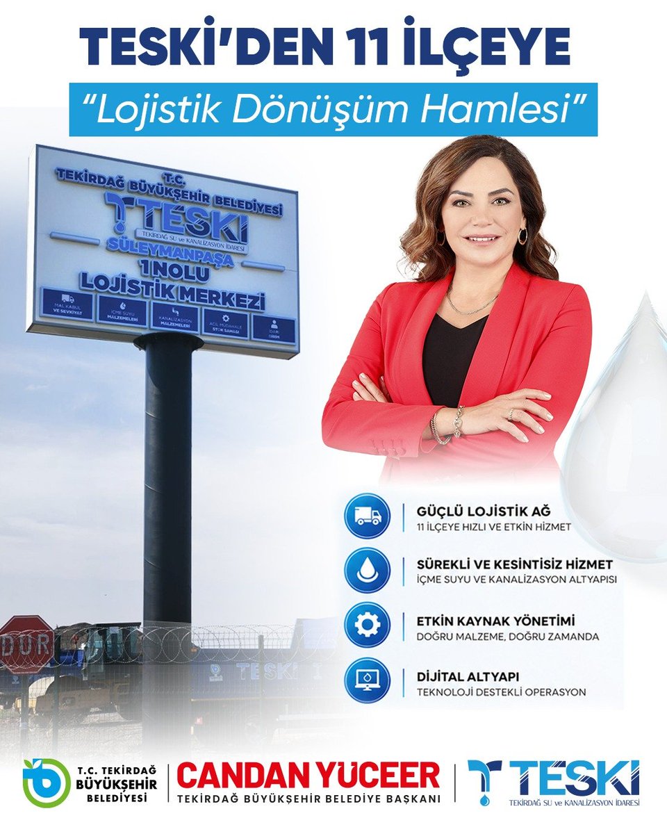 teski59's tweet photo. Tekirdağ Su ve Kanalizasyon İdaresi (TESKİ), 11 İlçe Lojistik Merkezleri Projesi ile stok ve taşınır yönetimini dijital ortama taşıyarak altyapı hizmetlerinde yeni bir dönemi başlatıyor. Tekirdağ Büyükşehir Belediye Başkanı Dr. Candan Yüceer’in vizyonu ve öncülüğünde; Kamuda tasarruf, etkin kaynak yönetimi ve kurumsal dönüşüm anlayışıyla hayata geçirilen proje sayesinde, arızalara daha hızlı müdahale edilecek, kamu kaynakları daha verimli kullanılacak ve vatandaşlara sunulan hizmet kalitesi artırılacak.
