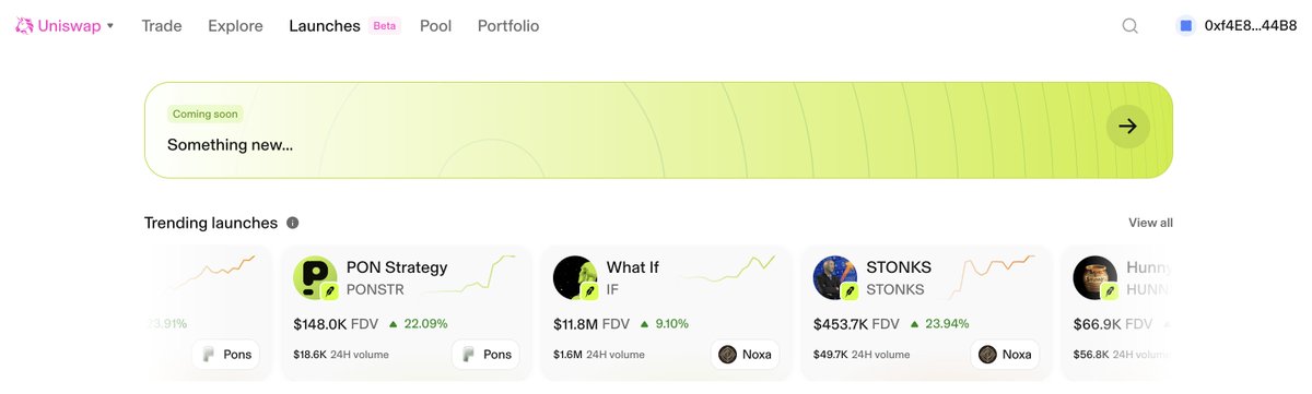 ShrobinEhud's tweet photo. @ponstrategy spotted on @Uniswap Launches (beta) https://t.co/AScCaaXnPw