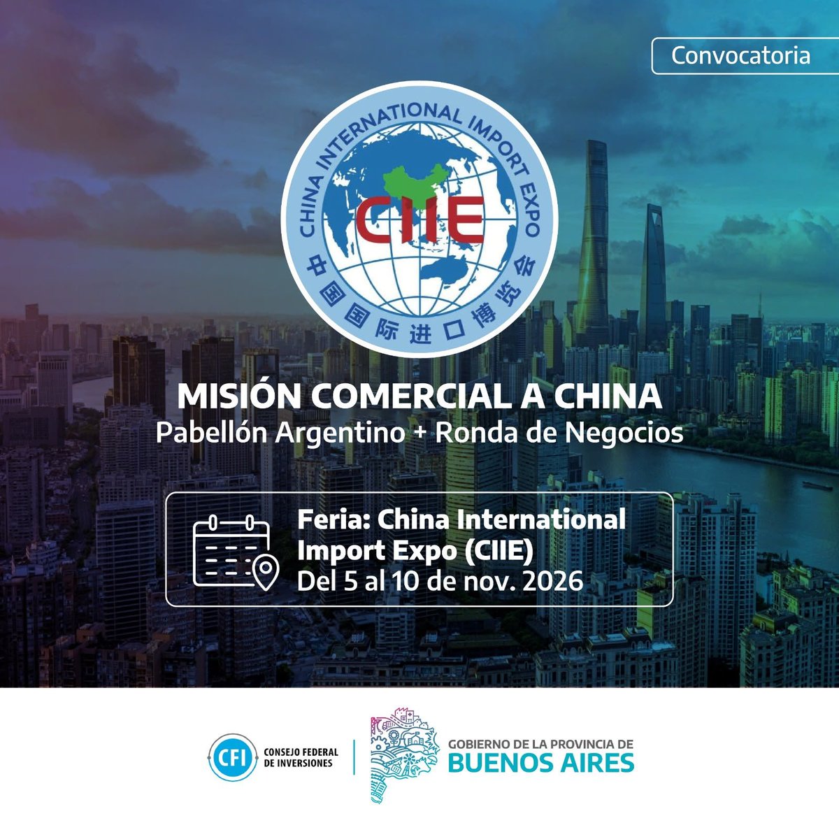 cgera_moron's tweet photo. 🇨🇳 Misión Comercial a China
📅 Fecha: 5 al 10 de noviembre 
📍 Feria: China International Import Expo (CIIE) + Ronda de Negocios

Si te interesa participar completá el formulario de pre-inscripción acá: https://t.co/YmkmPxT5wS

#CgeraMoron
#Cgera https://t.co/yuvRXQHSO0