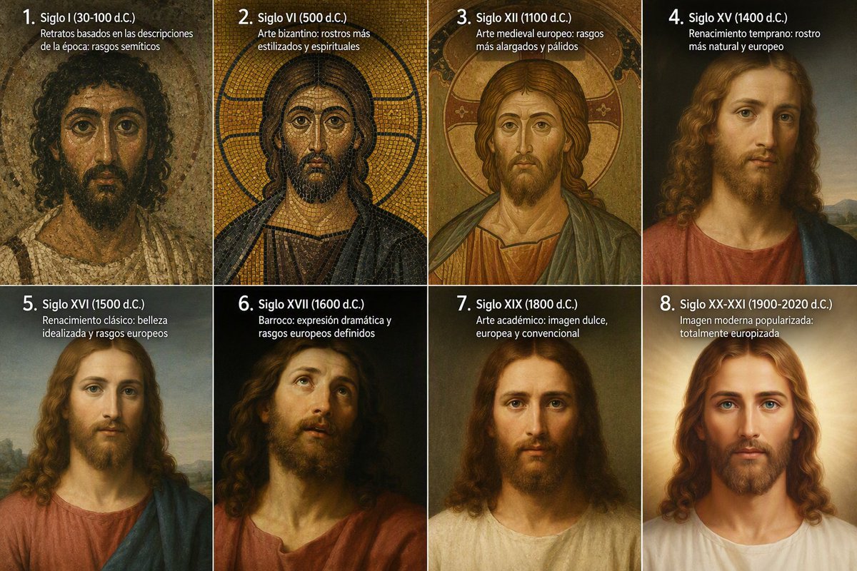 ateismo_visual's tweet photo. Como se fue europizando la imagen de Jesus y que la mayoria de cristianos adoran. https://t.co/HavBC6ZKRf