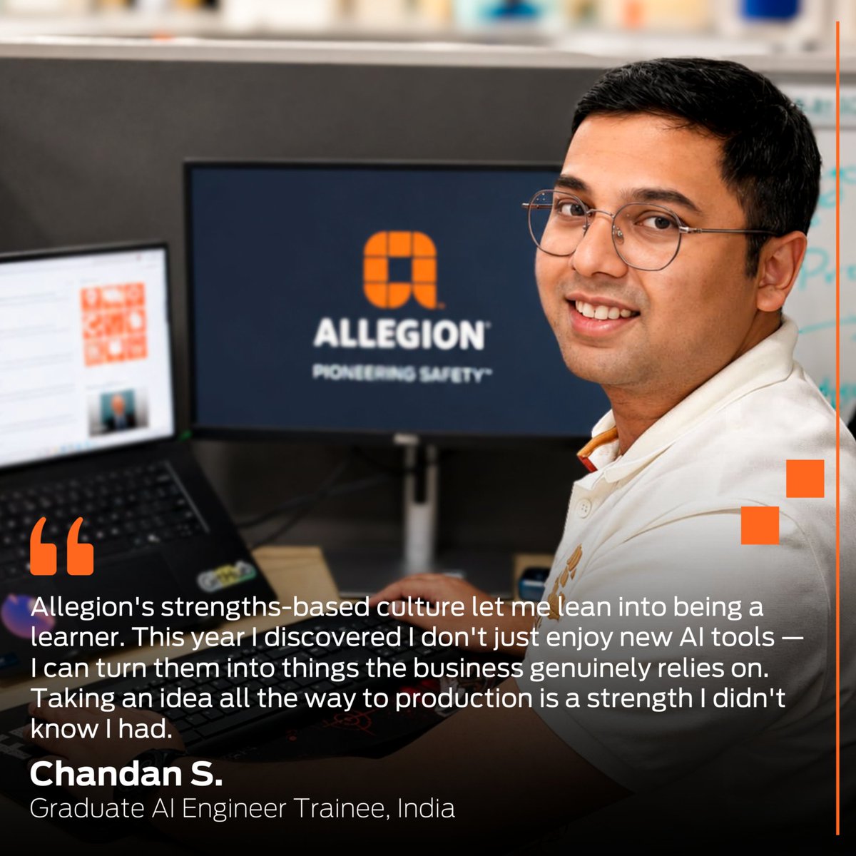 AllegionPlc's tweet photo. Today marks #NationalInternDay in the U.S., but Allegion is celebrating our interns worldwide.

Hear from our interns as they share some of their favorite projects and key takeaways from their time at Allegion. Thank you for helping shape the future of security and access! https://t.co/9fslOCMYhb