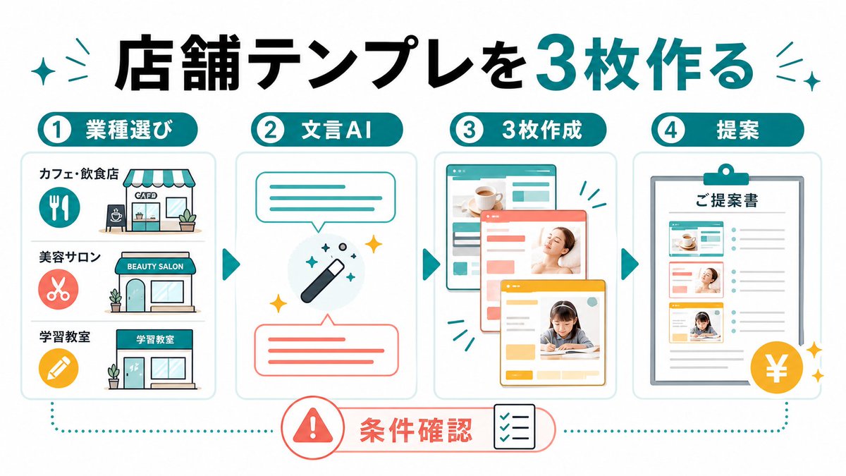 BynaryN's tweet photo. Canvaテンプレを3枚だけ作ってみる。美容室、カフェ、教室など1業種に絞り、AIで告知文と構成を出す。販売前にまずサンプルとして見せられる形に。 #AI副業 #Canva #テンプレ販売 https://t.co/N9v9YQKKWA