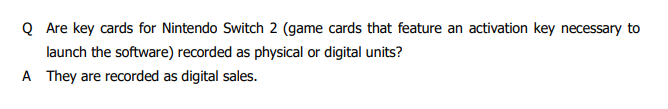 SpawnWaveMedia's tweet photo. Capcom's Investor Q&amp;A from last year mentions Game Key Cards being recorded as digital sales. That's all they've really done at retail for the Switch 2 so does that mean the platform is recorded as all digital in their reports? https://t.co/iTDIpVHTS0