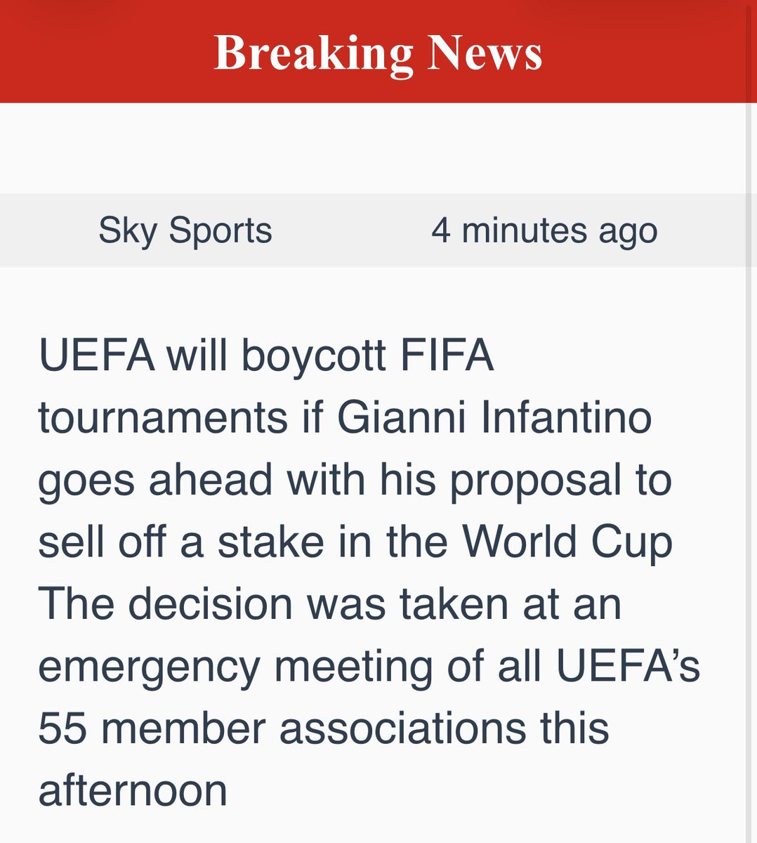 CarlosMaslaton's tweet photo. Infantino traicionó a la Argentina imponiéndole derrota en el Mundial. Ahora que reviente. Bien la UEFA. Que se pudran los Mundiales después de lo que hicieron en la Final. https://t.co/NnktpwYmOr
