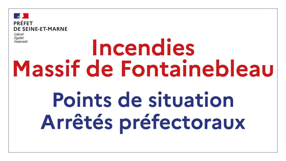 Image de Préfet de Seine-et-Marne - #Incendies
En raison de la sécheresse et du risque élevé d'incendie, les arrêtés préfectoraux sont p