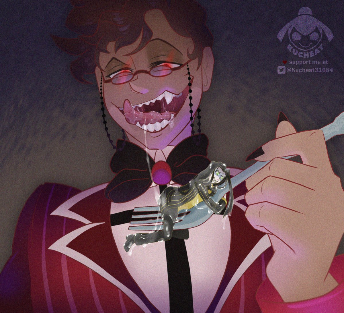 Kucheat3168491's tweet photo. A wonderful commission of a scene from this fanfic! If you want vore with a very good plot, be sure to check it out.  https://t.co/MOExZ54Pa9 

(implied) #vore #micro #alastor #sirpentious #hazbinhotelalastor #hazbinhotelau #gt #sizetwitter #micromacro https://t.co/Hw8xx2sijq