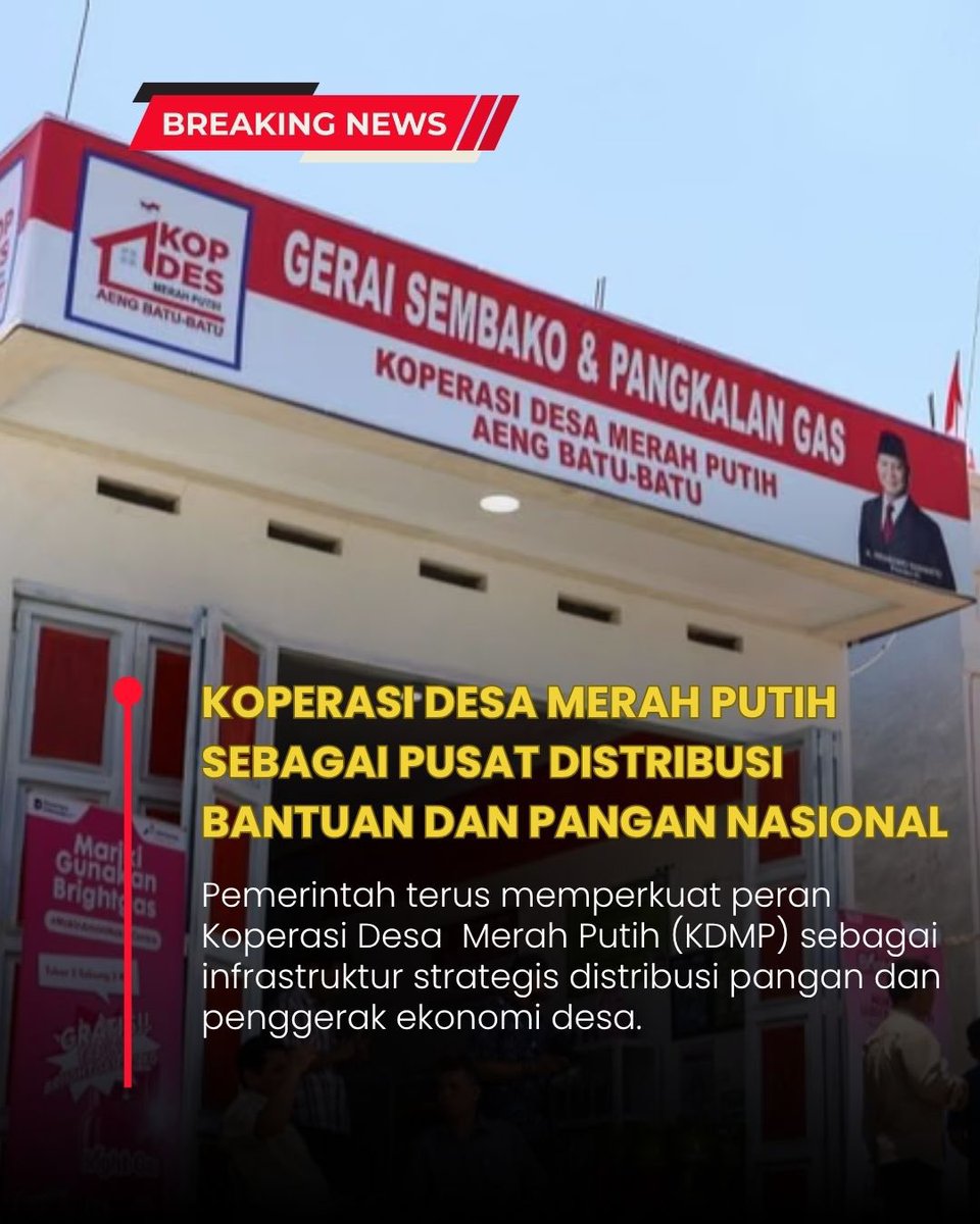 VeYunanda's tweet photo. Koperasi Desa Merah Putih hadir sebagai penguat ekonomi desa sekaligus mendukung distribusi bantuan dan pangan agar lebih tepat sasaran, cepat, dan merata. 

#KopdesMerahPutih #KoperasiDesaMerahPutih https://t.co/XSqD42McKK