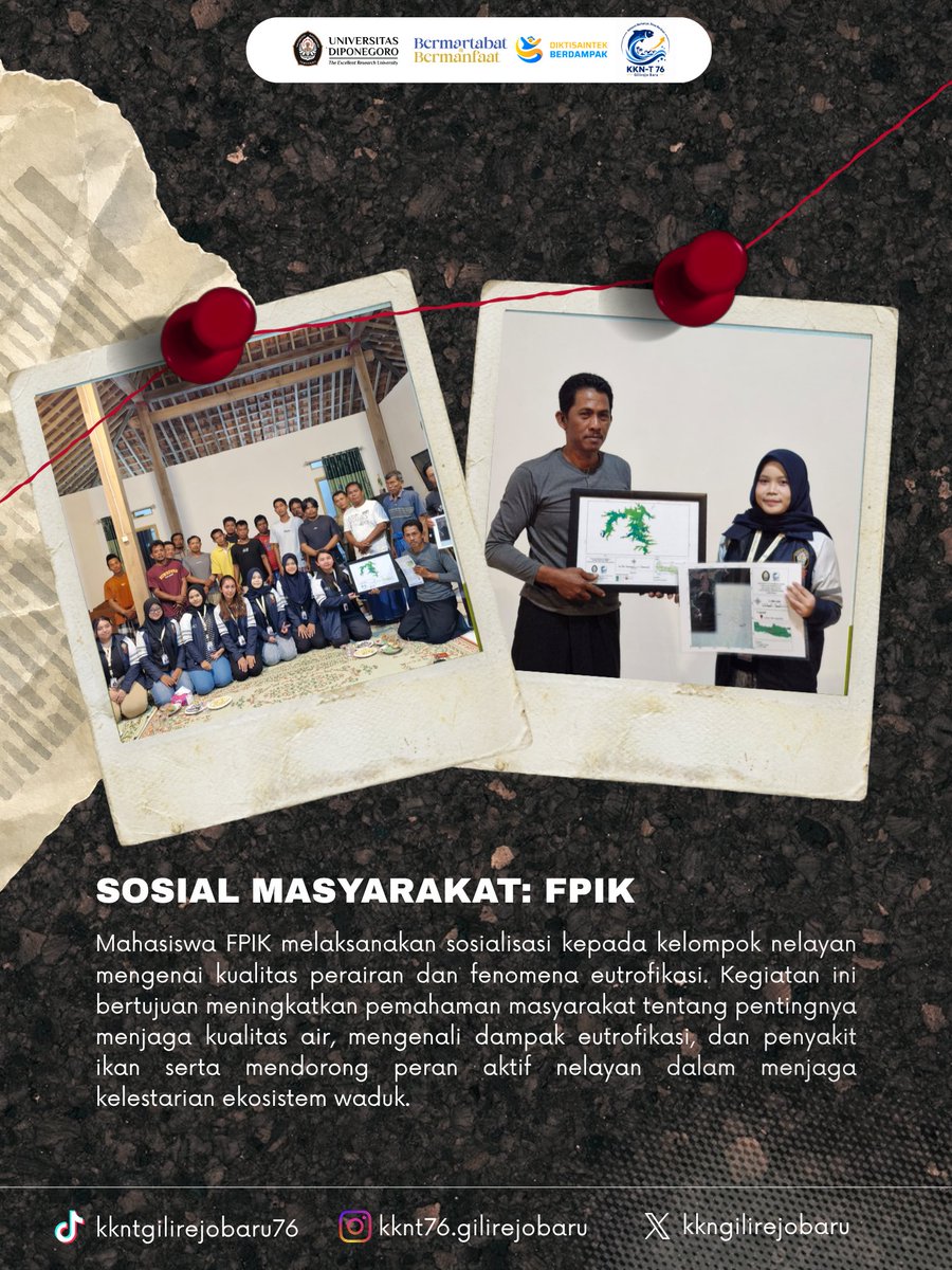 sangyoungsun's tweet photo. WEEKLY REPORT #3🌊

KKN-T 76 UNDIP melaksanakan berbagai kegiatan, mulai dari Program Multidisiplin 2, program kerja sosmas dari FEB, FISIP, dan FPIK, hingga kegiatan mengajar di SD🏫

#kknundip2026 #p2kkn #undip #Ippmundip #KKNT76GilirejoBaru

@p2kkn @undip https://t.co/UsyO2OE6ww
