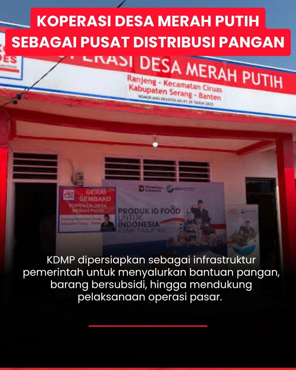 VeYunanda's tweet photo. Koperasi Desa Merah Putih hadir sebagai penguat ekonomi desa sekaligus mendukung distribusi bantuan dan pangan agar lebih tepat sasaran, cepat, dan merata. 

#KopdesMerahPutih #KoperasiDesaMerahPutih https://t.co/tXQAiGioGh