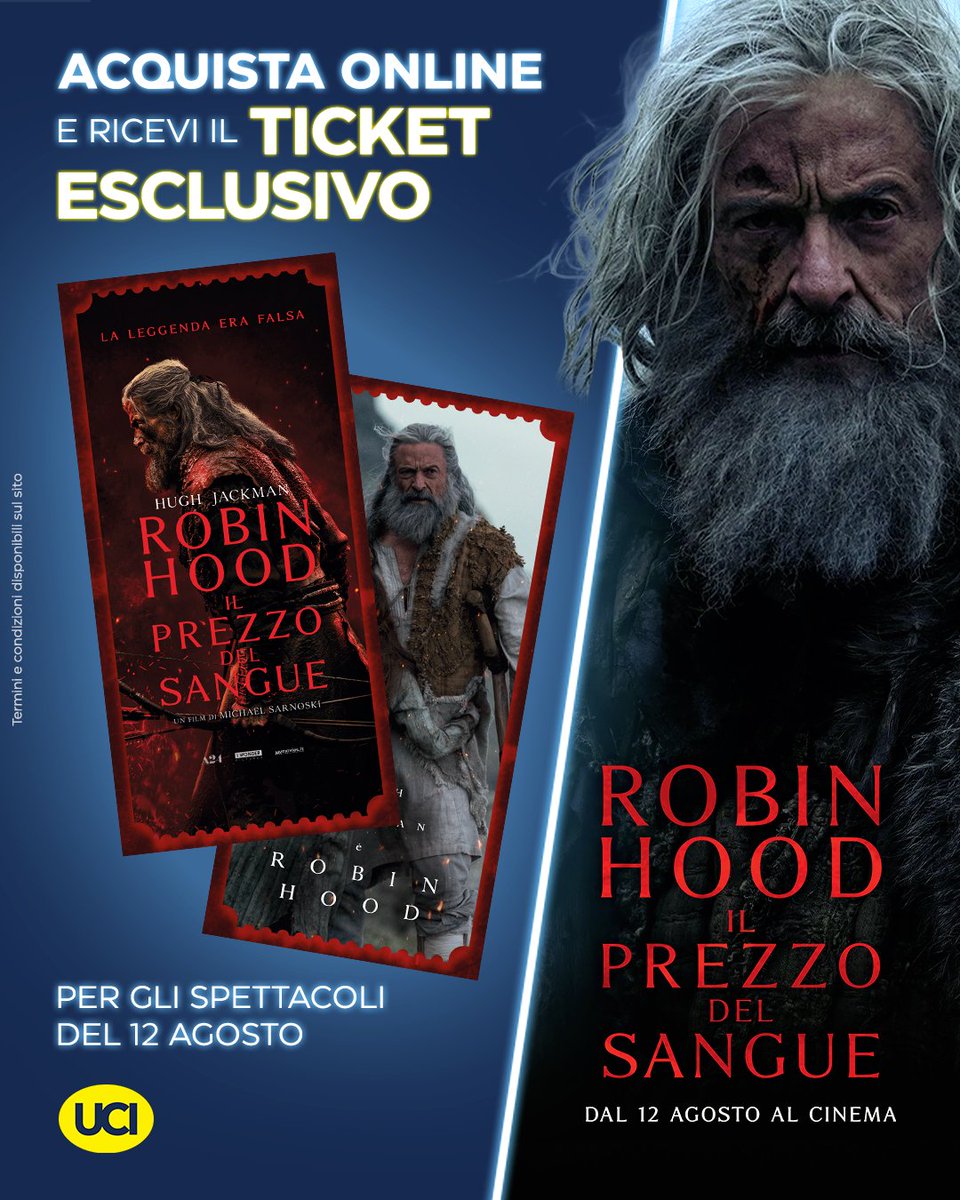 UCI_Cinemas's tweet photo. 🏹🔥La leggenda era falsa. 
Scopri il volto più oscuro di Robin Hood e porta a casa un esclusivo ticket da collezione acquistando online il tuo biglietto per gli spettacoli del 12 agosto.
🎟️ https://t.co/JHfR94GMRR https://t.co/ZE4tdrMFYG
