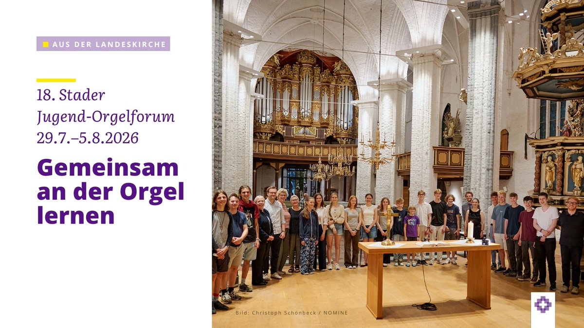 kirchehannovers's tweet photo. 18. Stader Jugend-Orgelforum: 20 junge Organistinnen und Organisten üben eine Woche lang an historischen Orgeln in Stade. Abschluss-Wandelkonzert: Dienstag, 4. August, 19 Uhr, St. Cosmae → St. Wilhadi. Eintritt frei.

Mehr Infos im 1. Kommentar.

#Jugendorgelforum #Kirchenmusik https://t.co/uKowcl5cUQ