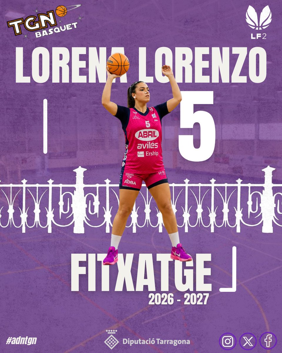 TGNBasquet's tweet photo. 💜🏀 FITXATGE | Lorena Lorenzo Atanes

Reforcem la pintura! Nova ala-pivot per a la 26/27, procedent de l'ADBA Sanfer.

Solidesa en defensa i versatilitat en atac.

Llegeix la notícia👇
https://t.co/jsgCobi9lN

Amb la col·laboració de @dipta_cat 

#tgnbasquet #lf2 https://t.co/5VTjkhZw8k
