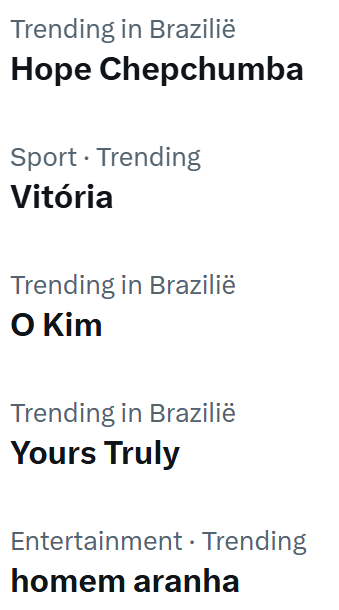 HansGerritse's tweet photo. Hallo X, sinds wanneer ben ik geïnteresseerd in wat er Trending is in Brazilië? https://t.co/vVdXJkOas1