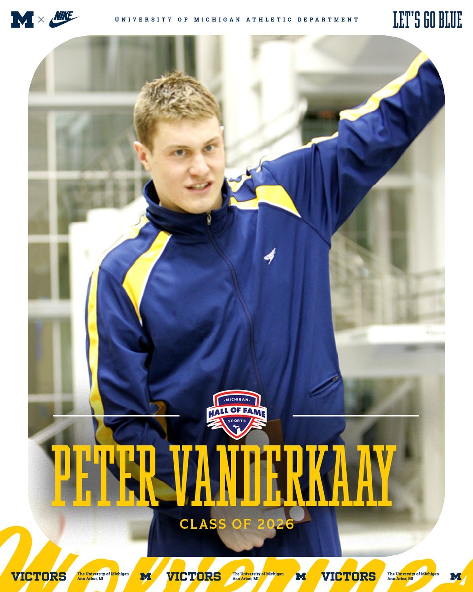 umichswimdive's tweet photo. VanderKaay Named to Michigan Sports Hall of Fame Class of 2026

Release >> https://t.co/p9RSTDePT4

#GoBlue https://t.co/LXfIPTEHpC