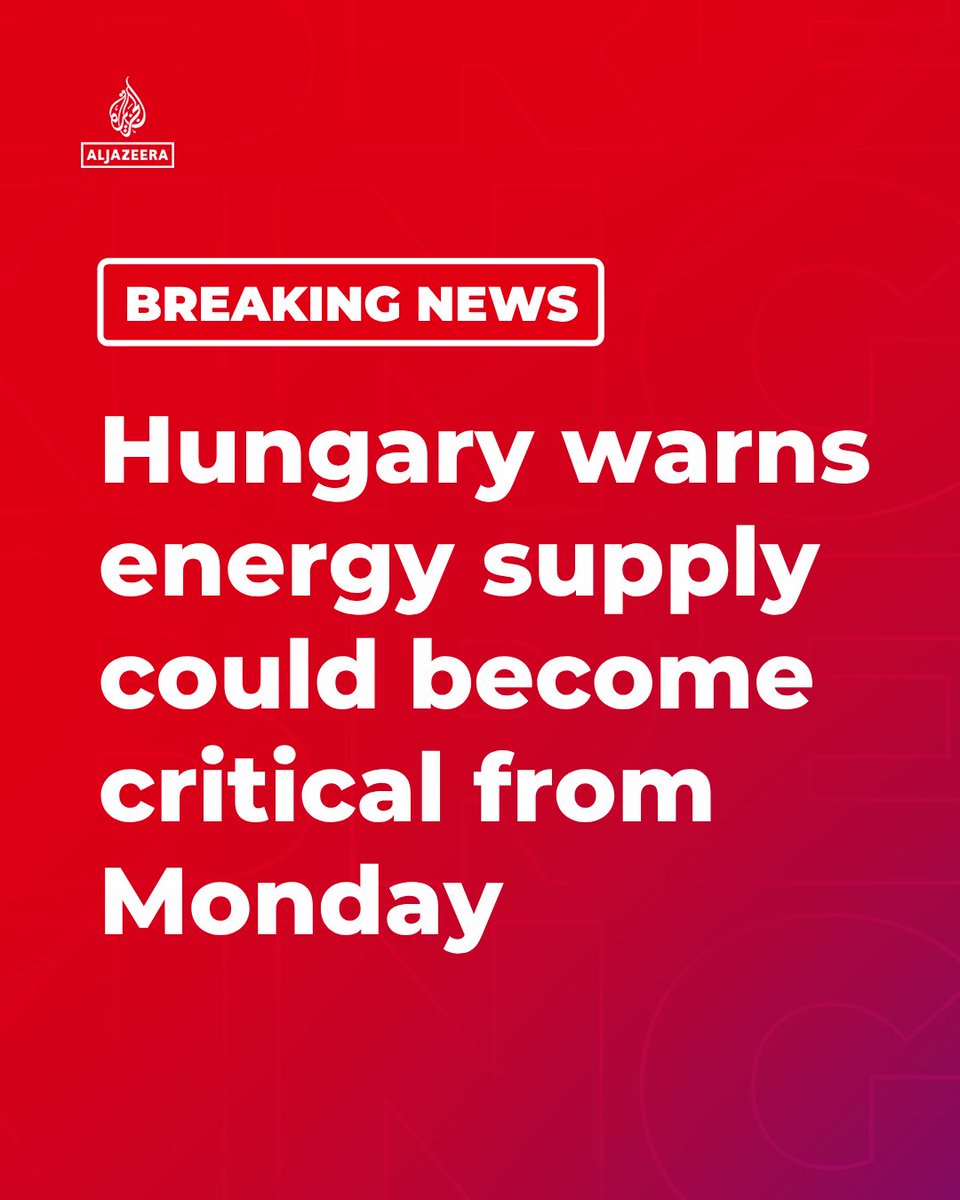 AJENews's tweet photo. BREAKING: Hungary has urged citizens to cut back on energy use, warning the country's energy supply could become "critical" from Monday due to a heatwave, says PM Peter Magyar in a social post.

🔴 More on https://t.co/5H0QqpggO4 https://t.co/2aQ2nEzNav