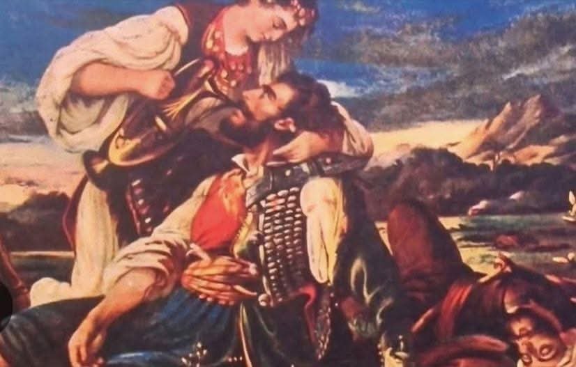 budvacg's tweet photo. Slika Ferda Kikireca :  "Sestra na Vučjem Dolu"  naslikana 1879 godine na Cetinju. Čuva se u Zagrebu u istorijskom muzeju https://t.co/NZ8SHLte5Q