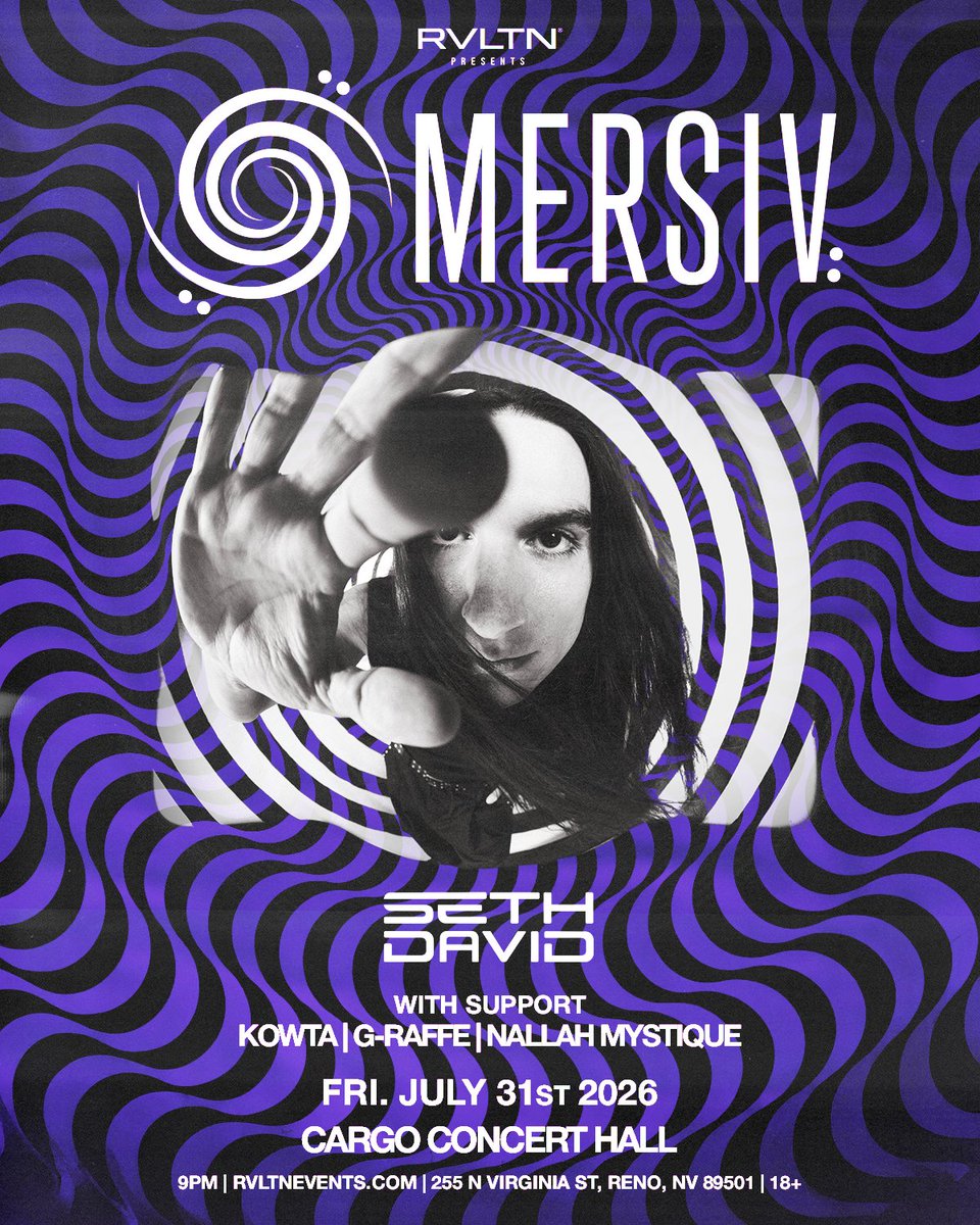 CargoReno's tweet photo. TOMORROW! Let's vibe. 🌀✨
Reminder: we require a physical &amp; valid ID to enter 18+ shows at Cargo. So grab your IDs, your tickets, and your pashmina, and meet us at the doors!
Tickets at https://t.co/vwmIbXMEuF! https://t.co/rc4xdTlao3